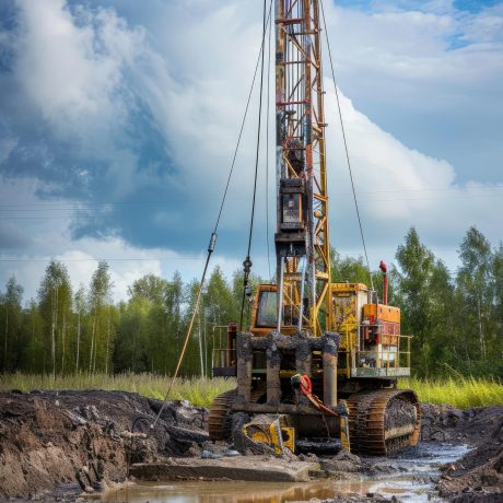 a drilling rig drills wells. selective focus.